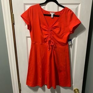 New woman’s red dress
